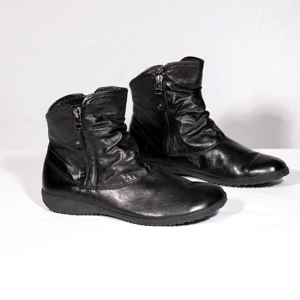 Josef Seibel Black Leather Women's NALY Boots SZ EU 38 US 7-7.5 Faux Fur Lining